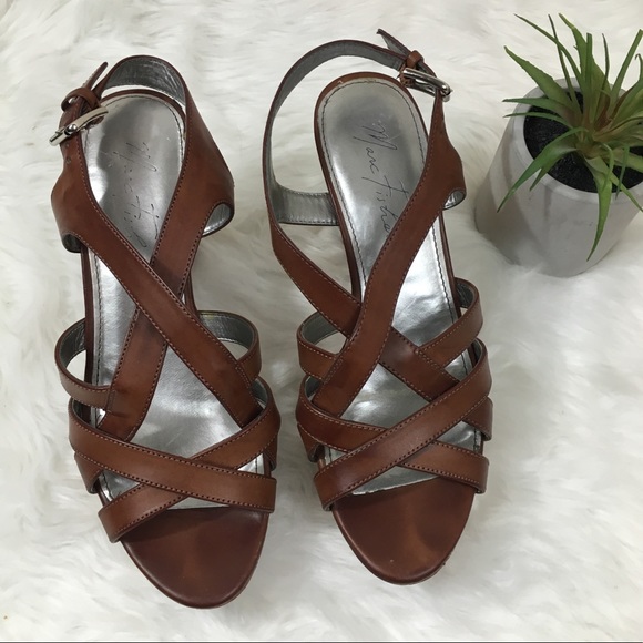 Marc Fisher Brown Gleena Cork Wedges 7 - Picture 3 of 6